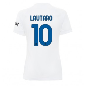 Inter Milan Lautaro Martinez #10 kläder Kvinnor 2023-24 Bortatröja Kortärmad